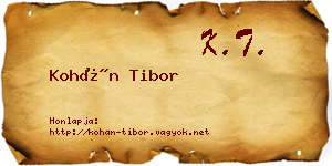 Kohán Tibor névjegykártya